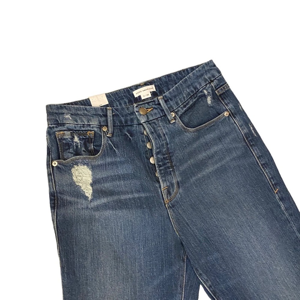 good american split hem button fly straight leg j… - image 3